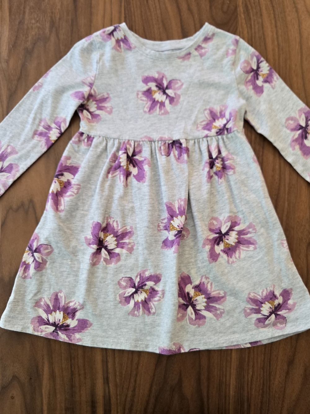 Old Navy Floral Long Sleeve Skater Dress Gray Purple 3T